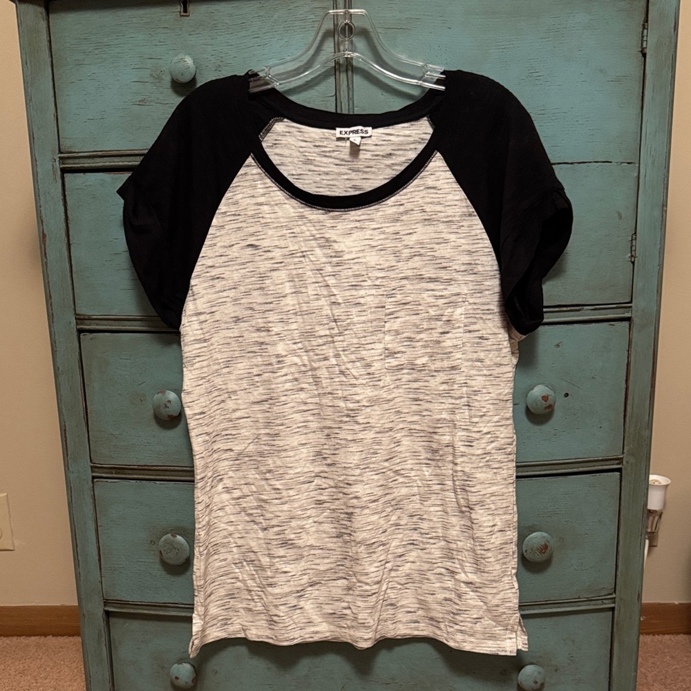 Express Black and White Short Sleeve Tee